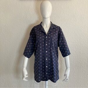 Gant short-sleeve button-down shirt Navy Blue Men's Shirt with Pattern